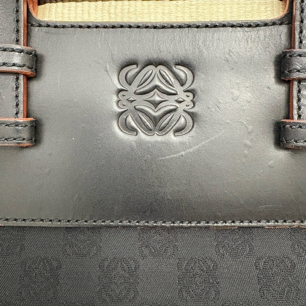 Loewe A4 Canvas Anagram Tote Bag Black Brown Cream - Picture 6 of 6